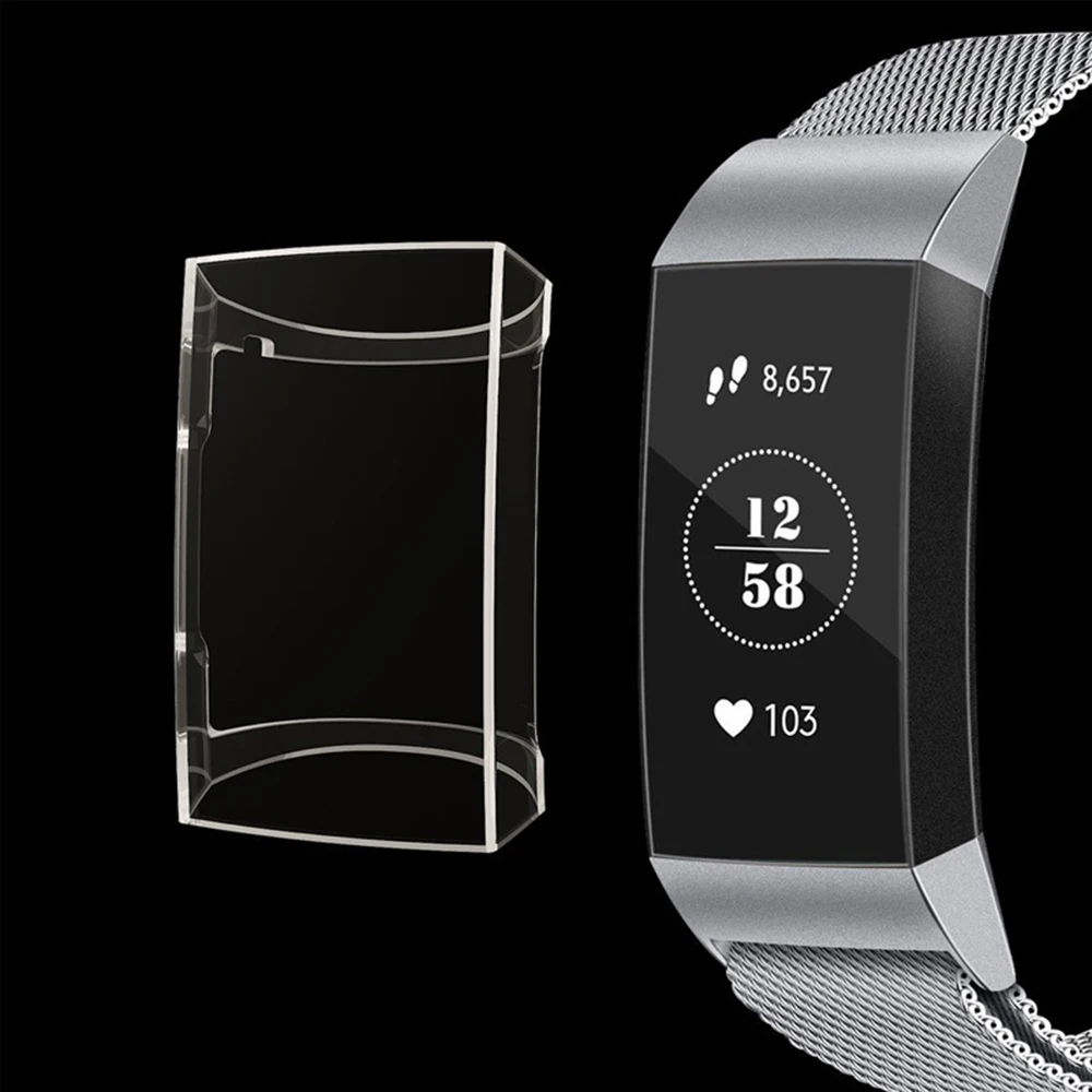 Чехол для часов Fitbit 3 Charge 3, Ультратонкий силиконовый чехол с полной защитой, Мягкий ТПУ защитный чехол для экрана