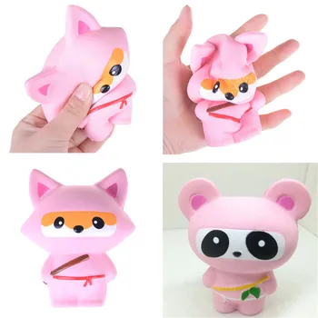 

14CM Animal Jumbo Kawaii Ninja Squishy Panda/Bear/Fox Bread Soft Slow Rising Fun Kid Toys Sweet Charm Cartoon Cake Wholesale