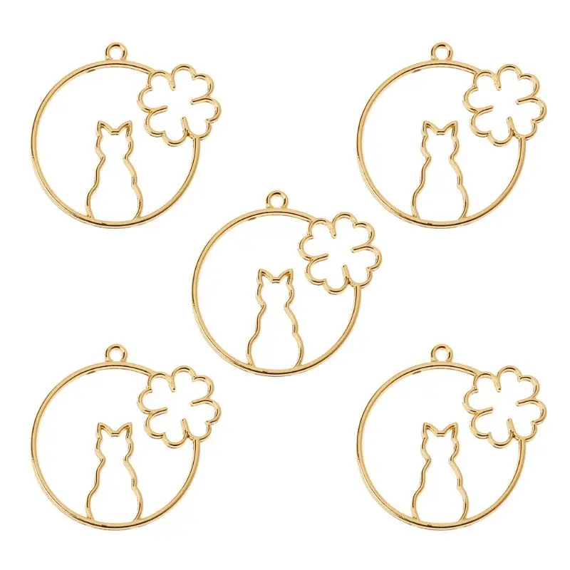 

5Pcs Moon Star Cat Blank Resin Frame Pendant Open Bezel Setting Jewelry Making