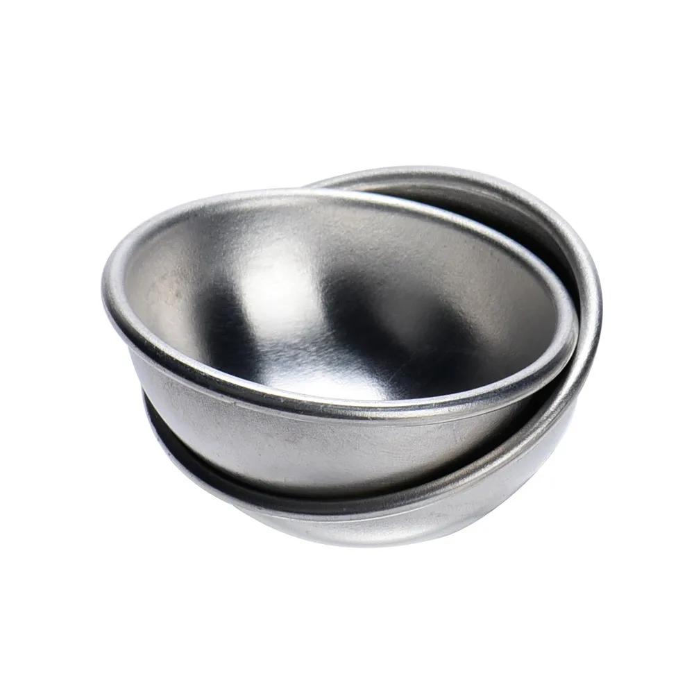 

2 pc/set Half Round 3D Molds Aluminum Sphere Bath Cake Pan Tin Baking Pastry Ball Mold 2 Size Aluminum alloy Bomb Molds 1D26