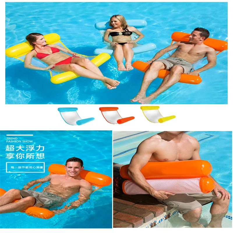 

Foldable Inflatable Float Hammock Portable Dual Backrest Floating Row Chair Float Bed in Swimming Pool Float Rest for Adult Kids