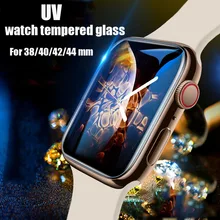 Clear Curved UV Liquid Full Glue Tempered Glass For Apple Watch 38mm 42mm 40mm 44mm For Apple Watch 4 3 2 1 Screen Protector