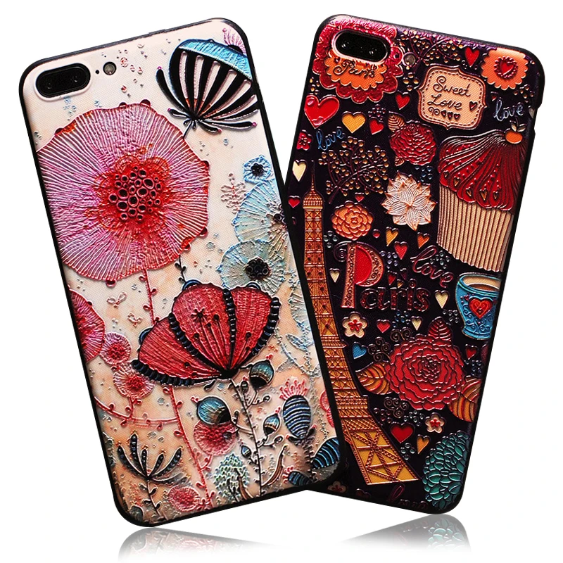 Роскошный цветочный чехол для телефона корпус etui capinha iphone 7 s силиконовый apple
