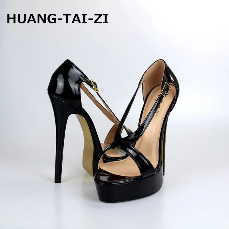 

Plus Size 45 46 Sexy 16cm Female Women Shoes Woman Pumps High Heels Gladiator Zapatos Mujer Ankle Strap Wedding Sapato Feminine