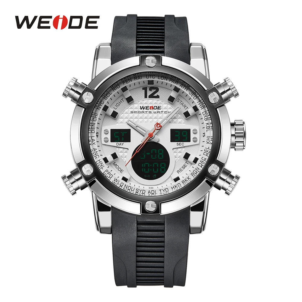 

WEIDE Men Sport Date Alarm Business Stopwatch Analog Digital Display Male Military Quartz Wristwatch Clock Relogio Masculino
