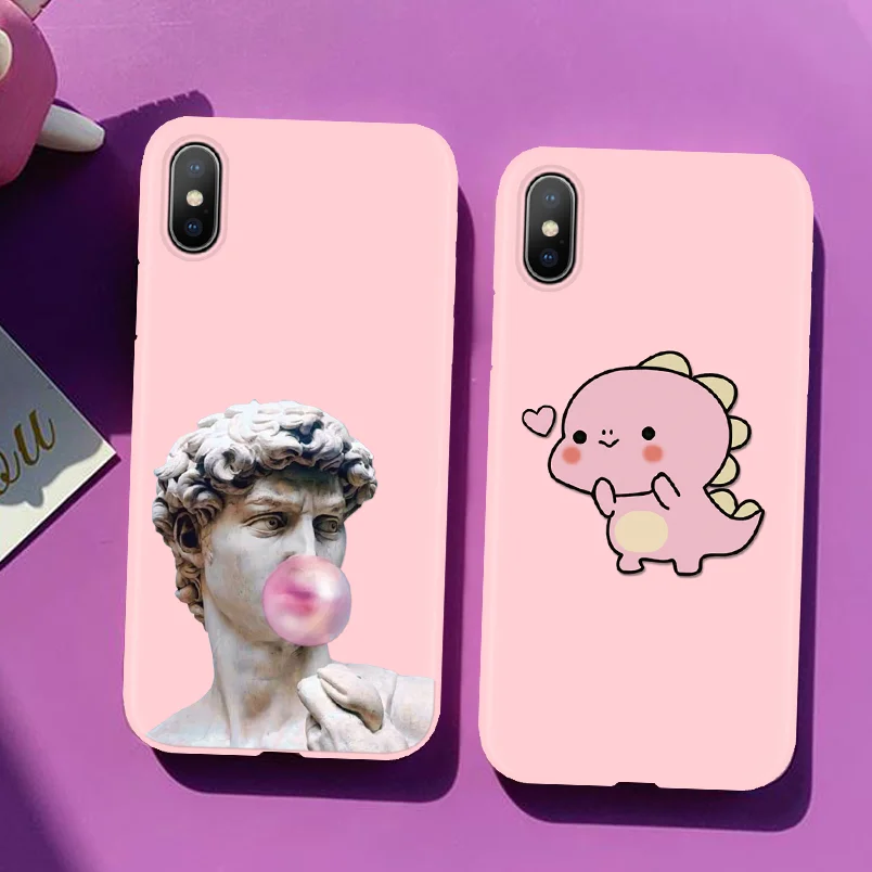 

David Cute Dinosaur Matte Colorful Silicone Cover For TPU iPhone XS XR 6 6S 7 Plus XS Max Case Soft Coque For iPhone 8 Plus Case