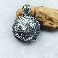 S925 Sterling retro pattern gawu Box Silver Big pendant
