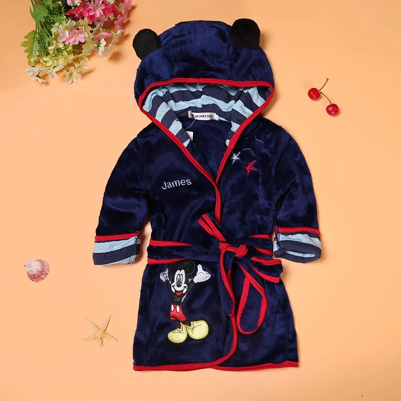 Модный зимний детский халат с рисунком из мультфильма, для мальчиков и девочек Детские Crown Tiger рисунок «Микки Маус»; одежда для сна фланелевая одежда прекрасный