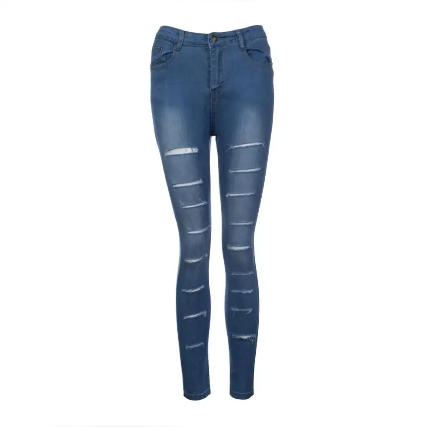 

CHAMSGEND Women Denim Skinny Ripped Pants High Waist Stretch Jeans Slim Pencil Trousers Drop Shipping 4J31*