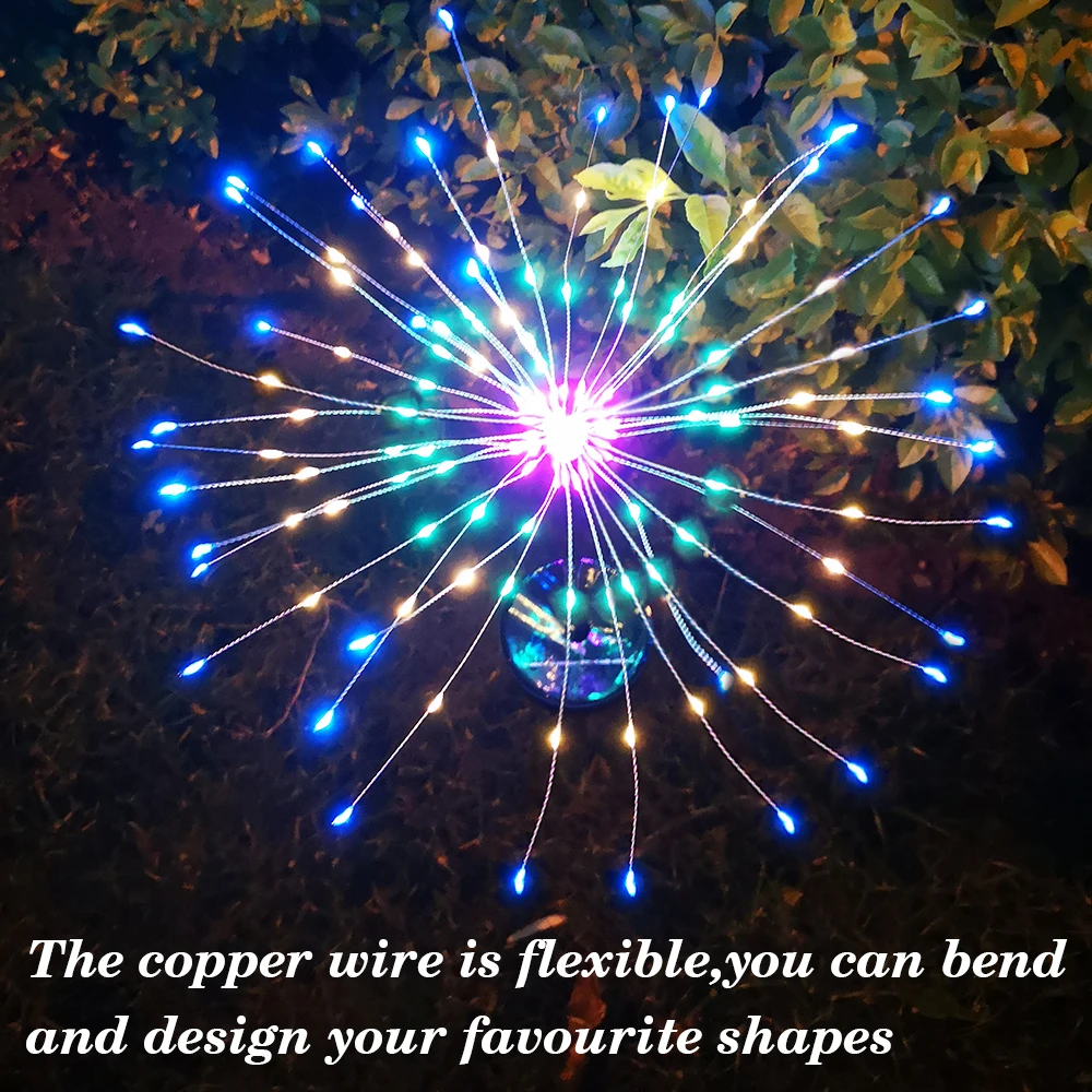 Luz de Fogo de Artifício Luz da Corda de Fadas Pacotes Multicolorido Solar Powered Starburst Jardim Planta Gramado Lâmpada Caminho 4 Led 9 Lâmpadas solares