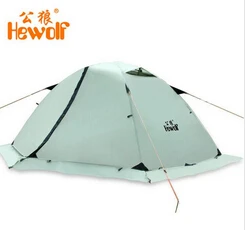 Hewolf Профессиональный 2 человек использовать двойной слой водонепроницаемый супер сильные зимние палатки палатка Namiot - Цвет: Светло-зеленый