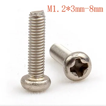 

200 pcs 304 stainless steel flat headed screw, M1.2 * 3-8mm size, white countersunk head machine screw, free delivery