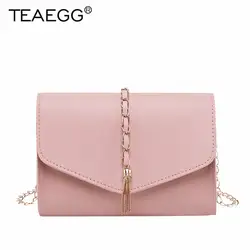 TEAEGG 2019 клапаном плеча PU сумка с кисточками для Для женщин девочек Простой чистый мини сумка дорожные сумки bolsa feminina