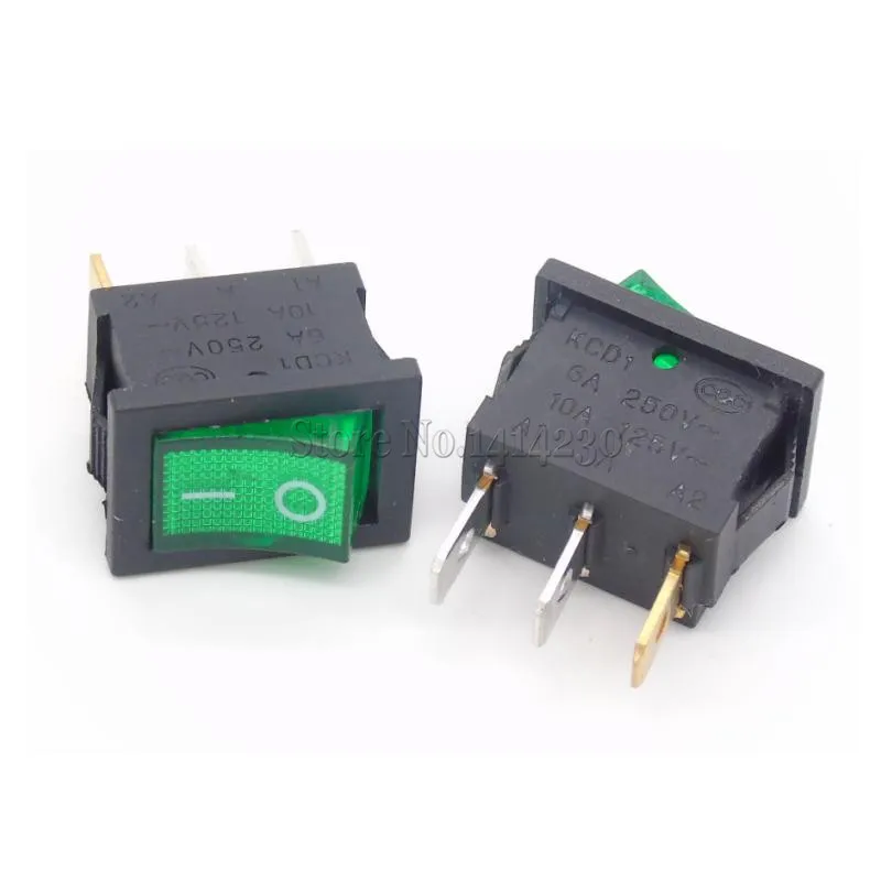 10 шт. доставку Тип переключатель 15*21 мм 3PIN вкл/выкл кулисный 6A/250V 10A/125V 15X21 с зеленым