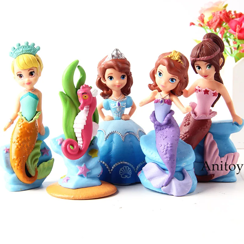 

Seahorse Mermaid Sofia Princess Doll Figure Action PVC Collection Model Toys for Girls Gifts 5pcs/set