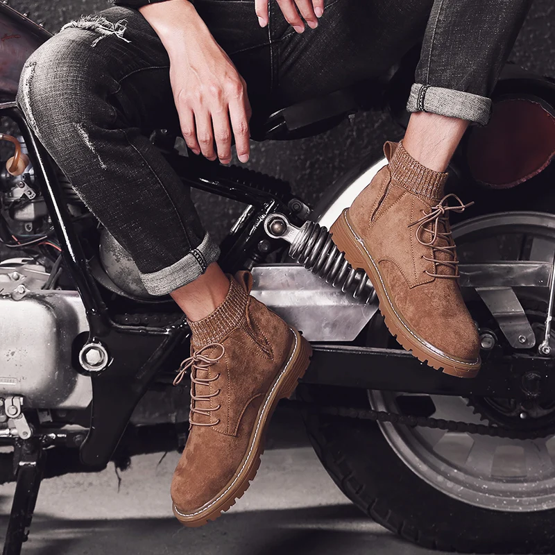 

Allwesome Men Timber Land Shoes Design Rubber Sole Work Safety Shoes Femme Outdoor Combat Army Military Boots Chelsea Tactical