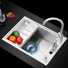 304 нержавеющая сталь раковина один бак утолщение bench умывальник Кухня Раковина большой углубления корыта одной чаши с краном