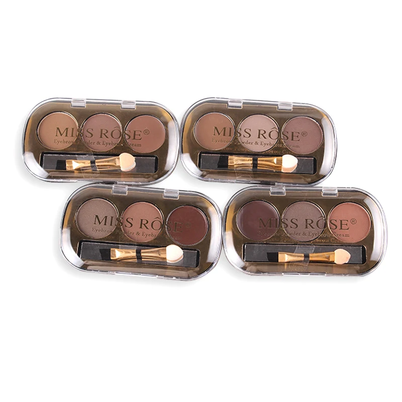 2 Colors Eyebrow Powders+1 Color Eyebrow Cream+1pcs Double-headed Eyebrow Brush Waterproof Natural Brown Eyebrow Enhancer