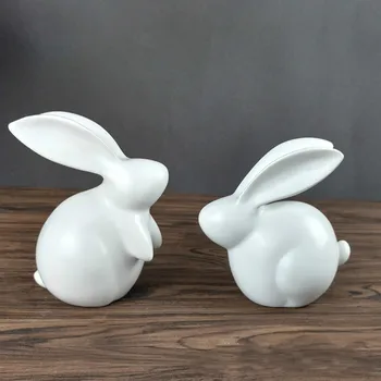 

2PCS/set Cute rabbit resin ornaments Figurines Simulation animal bunny model Figurines Wedding gifts for Home decoration crafts