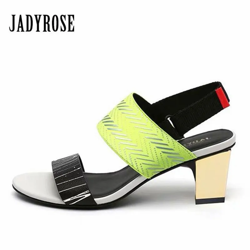 

Jady Rose 2019 New Gladiator Sandals Summer Dress Shoes Woman 6CM Chunky High Heels Women Pumps Sandalias Mujer
