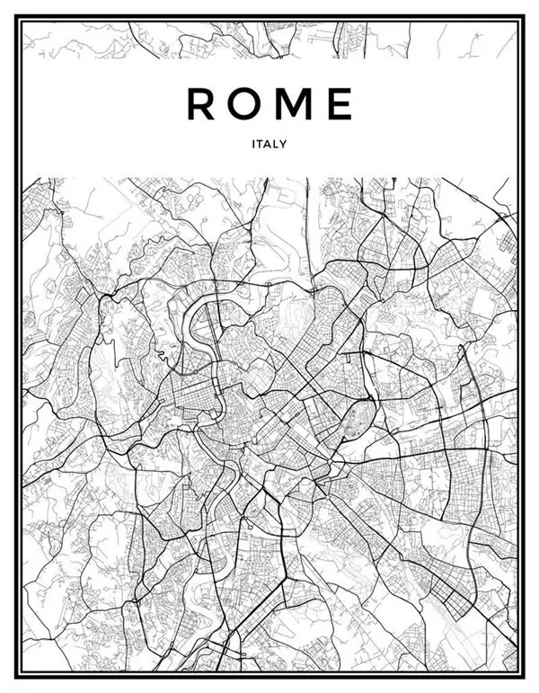 Карта знаменитый город Скандинавская Картина на холсте домашний Декор стены искусства Лэндон Париж Милан Черный Гостиная Офис Отель плакат фон DIY - Цвет: ROME