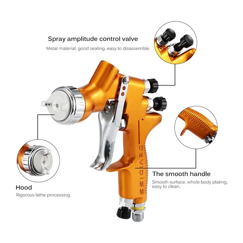 Распылитель краски высокой эффективности TE20 1,3 мм сопло автомобильной переработки Золотой Краскораспылитель для краски s и лаков