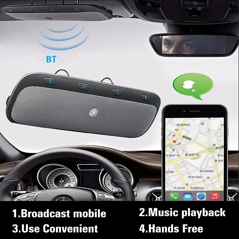 Многофункциональный BT3.0 Беспроводной автомобильные хэндс-фри и поддержкой Multipoint и громкой связи Bluetooth гарнитура для Динамик телефон комплект динамиков 3,7 V 650mA встроенный Батарея