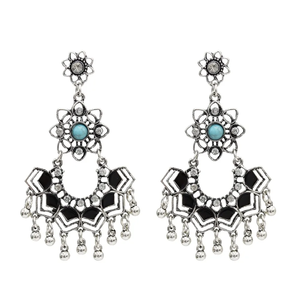 

Indian Jewelry Vintage Gold Silver Bells Statement Earrings for Women Bohemia Jhumka Oorbellen Thailand Gypsy Tribal Party Gift