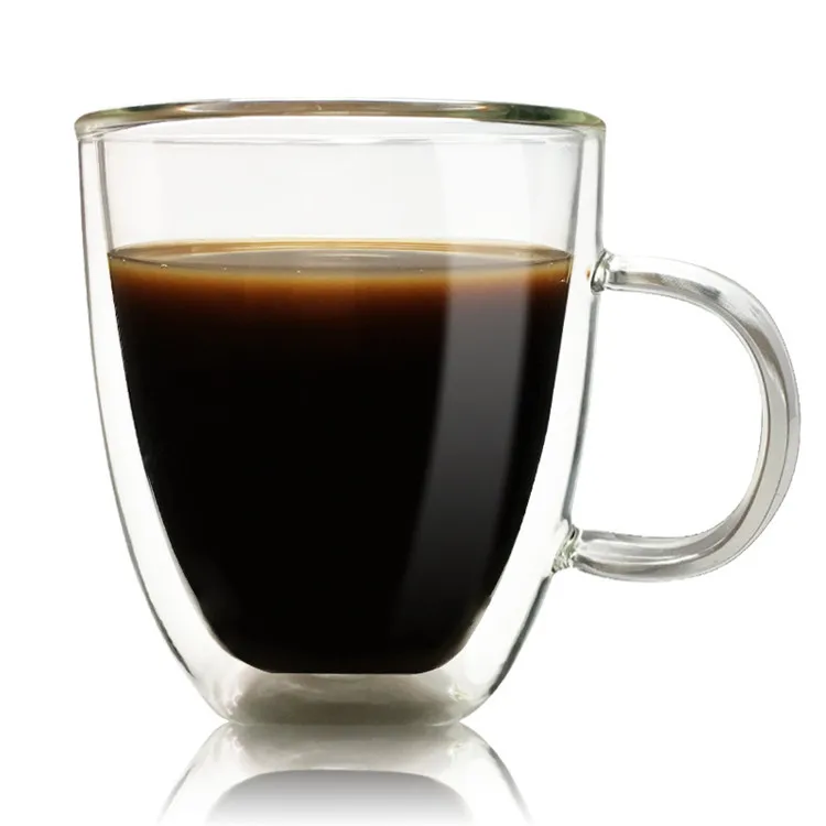 350 мл Высококачественная термостойкая двойная стеклянная чашка ручной работы, прозрачная стеклянная чашка для кофе, молока, чая, пива, напитков, прозрачная посуда для напитков