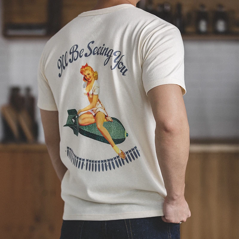 

Maden Marilyn Monroe Print Men T-shirt Anti-war Tee Love Peace Military Safari Green Vintage Casual Grey Retro Tops Beauty Cream