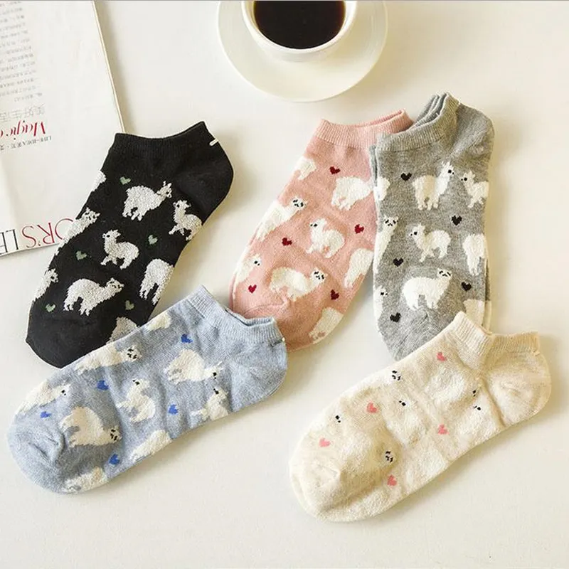 

women Harajuku Alpaca Socks cat socks Japanese Cute Womens Cartoon Animal socks Spring Summer Cotton Socks sox free shipping
