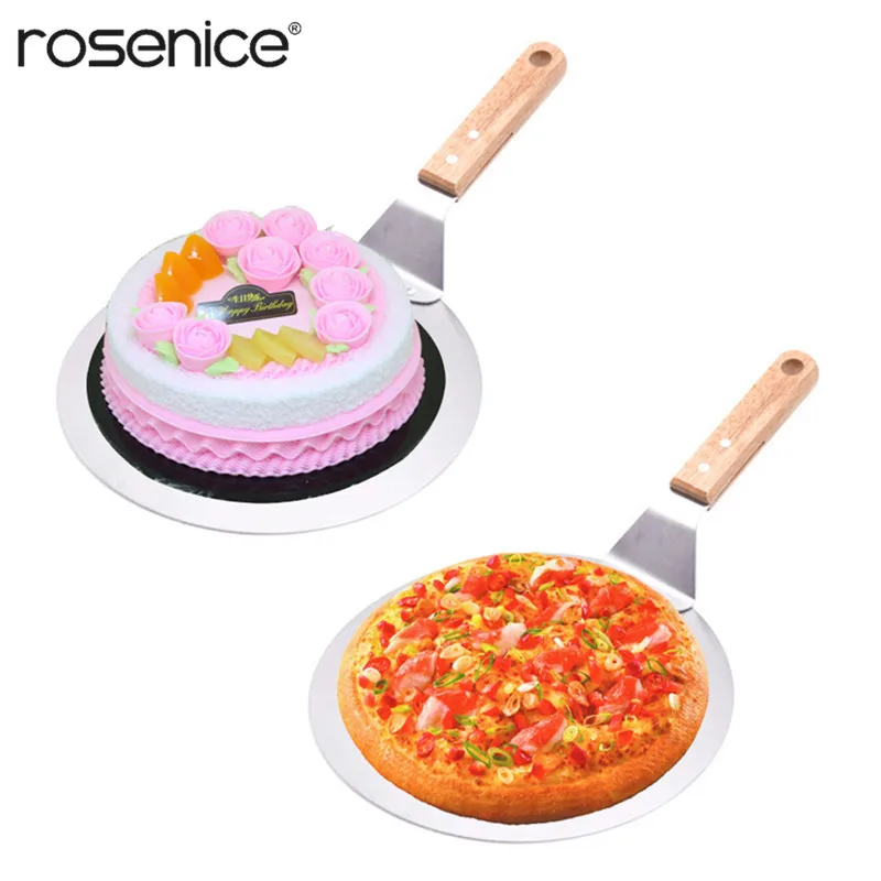Stainless Steel Round Cake Lifter Pizza Transfer Tray Pizza Spatula Paddle Kitchen Tools for