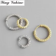 Ying vahine пирсинг Мерцающие Звезды женские серьги 925 пробы серебряные круглые петли серьги гвоздики для женщин