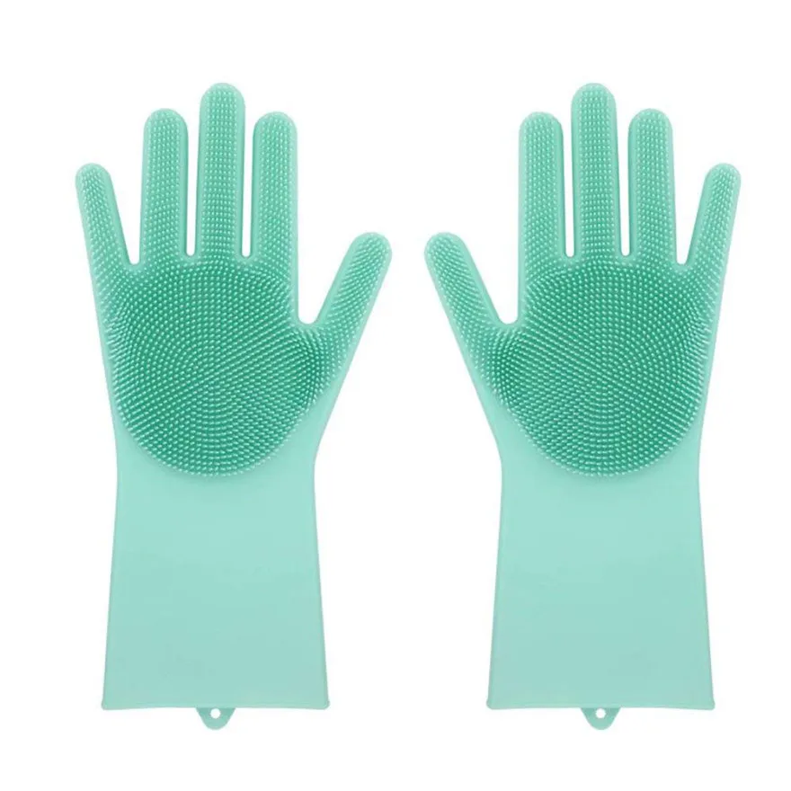 Пищевой силикон многоцелевой перчатки для мытья посуды Прочный Удобный щетка чистящие инструменты для дома#1107 A#487