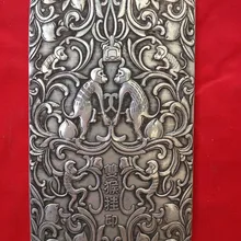 Изысканная китайская старая тибетская Серебряная фигурка обезьяны амулет благоприятная пластина