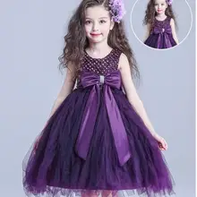 Фиолетовый, одежда для маленьких девочек, в первую очередь для дня рождения и крещения платья детский праздничный костюм бальное платье принцессы, платье подружки невесты, детское платье-пачка, платье, украшенное цветами для девочек От 3 до 14 лет