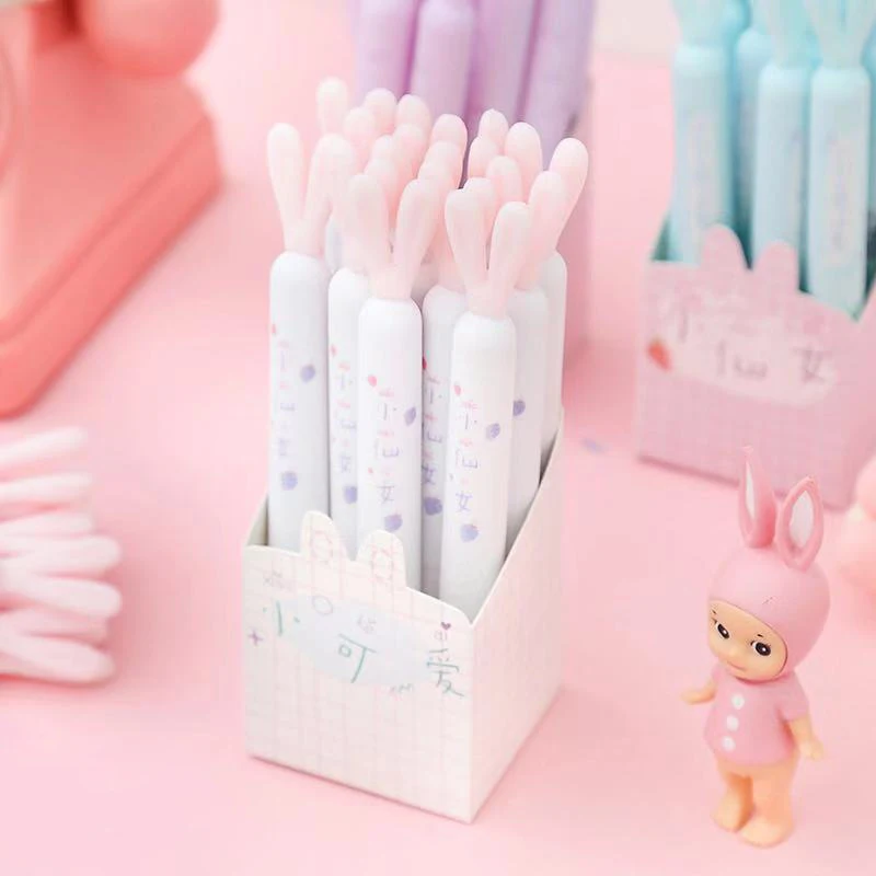 

20pcs/lot Princess Fairy Rabbit Silicone Ear Gel Pen School Office Supply Stationery 0.5mm Black Ink
