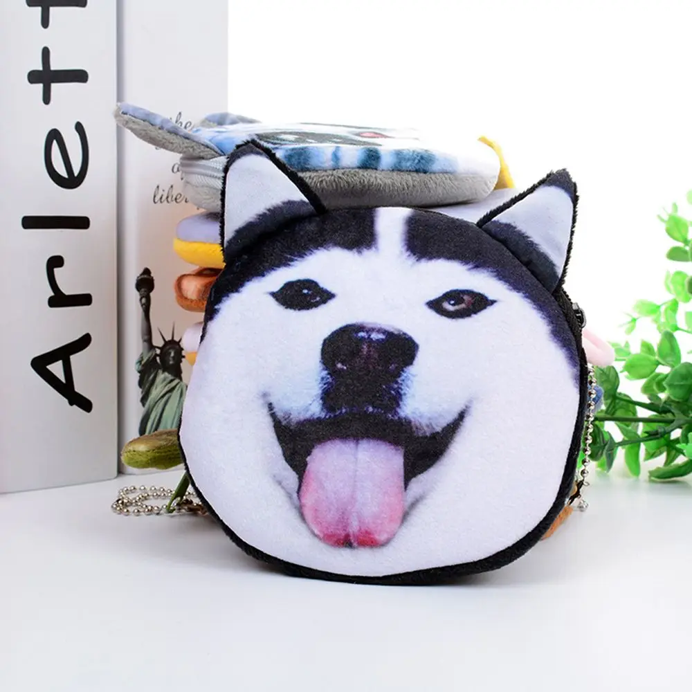 3D кошелек для девочек женская сумочка на молнии лица мини кошка кошельки монет