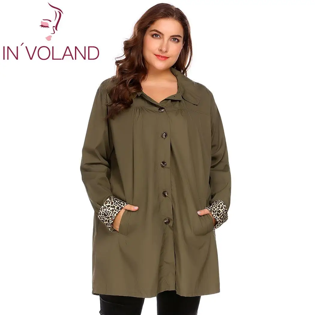 

IN'VOLAND Large Size XL-5XL Women Rain Coat Jacket Spring Autumn Plus Size Hooded Windbreaker Lightweight Waterproof Raincoat