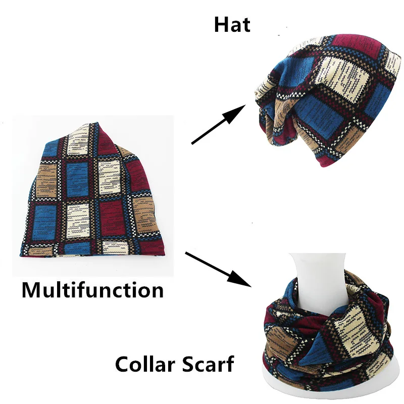 Autumn Winter Hats For Women Plaid Design Contrast Color Ladies hat Skullies And Beanies Men Hat Unisex