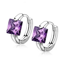 Красивые серьги-кольца Huggie серебристого цвета с фиолетовыми кристаллами для женщин, модные ювелирные изделия