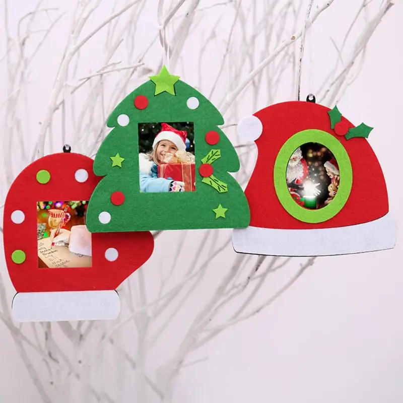 Рождественская елка украшения Нетканая рамка для фотографий держатель рамка Рождественский подарок кулон Рождественское украшение для дома дети