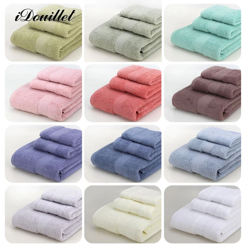 iDouillet Quick Dry Long Staple Cotton 3 Piece Towel Set Hotel & Spa