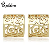 RAVIMOUR, Модные женские ювелирные изделия, аккуратные серьги-гвоздики, полый цветок, brincos grandes, золотые цветные серьги для женщин, ювелирное изделие, бижутерия