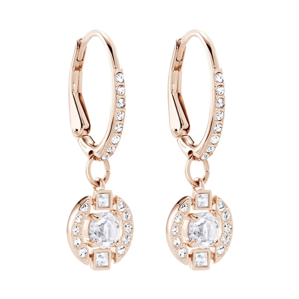

Kaliyah New Dipped -gold Rose Big Earrings, Sparkling Heart Pounding, Crystal Jewel Clear For The Christmas Present Women