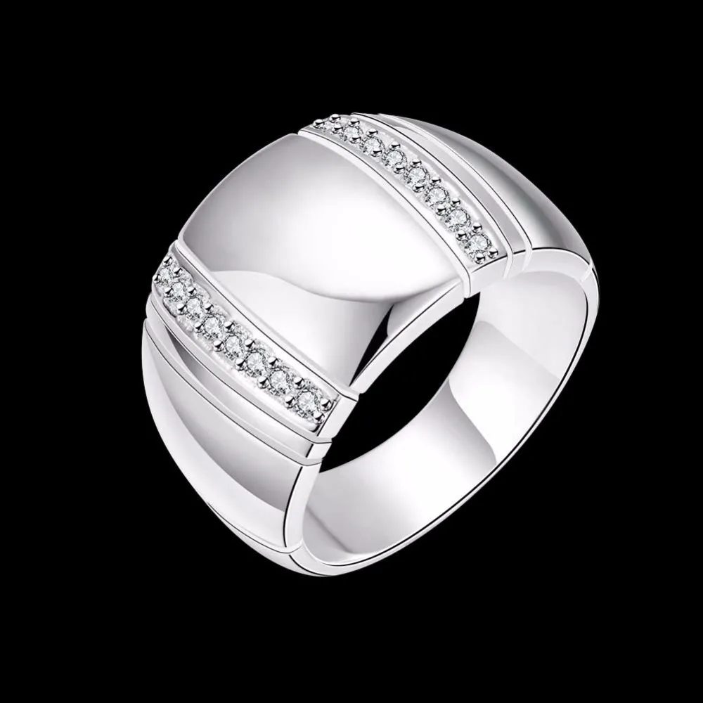 2017 new 925 pure silver plated rings for men big smooth wide rings for women party jewelry