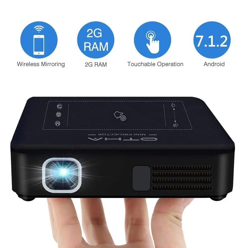OTHA DLP Video Projector, Mini Projectors Android 7.1 & 2GB RAM Portable Home Theater 4K Playback 200 ANSI Lumens LED Projector OTHA DLP Video Projector, Mini Projectors Android 7.1 & 2GB RAM Portable Home Theater 4K Playback 200 ANSI Lumens LED Projector