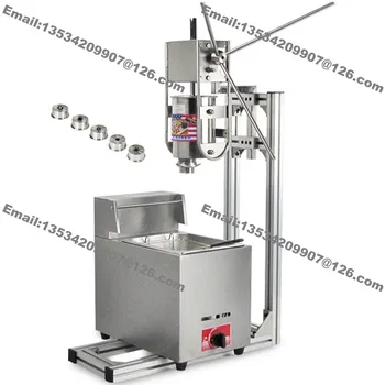 

Free Shipping 5-Nozzle Heavy Duty 3L Vertical Manual Spanish Churro Machine Maker w/ 6L Gas Deep Fryer