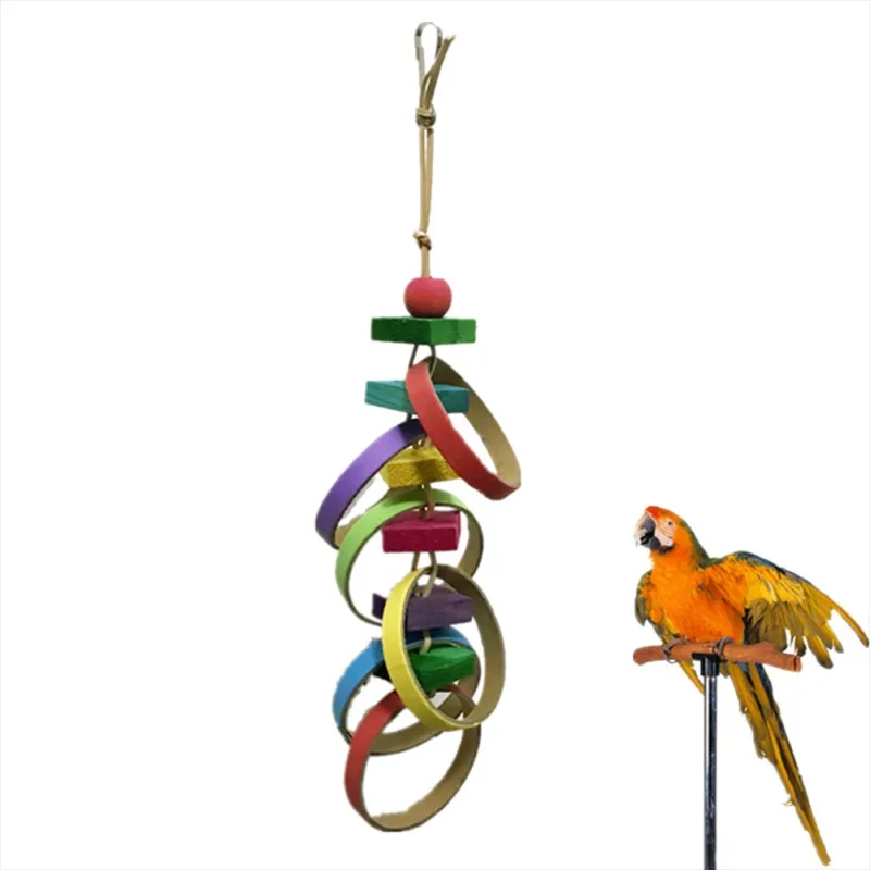 Bite Ring Parrot Color Ring Bite String Wood Chip Natural Non