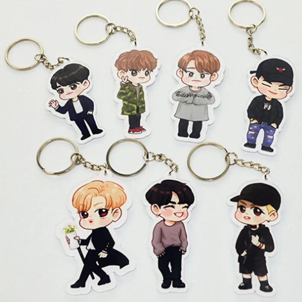 

2018 New Arrival Hot GOT7 Cartoon JB JinYoung Mark Jackson Key Chain Key Ring GOT7 Fans Support Jewelry For Men Women